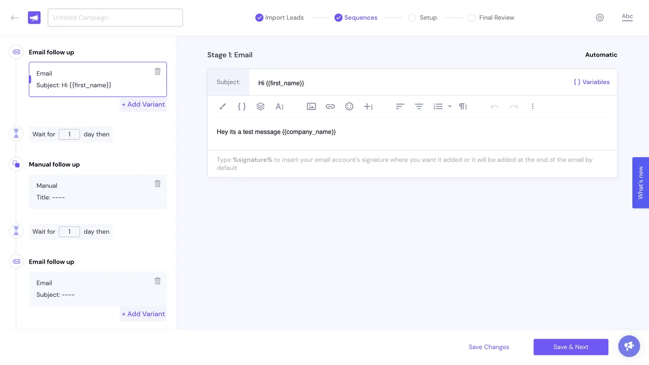Smartlead in action, marketing & seo AI tool
