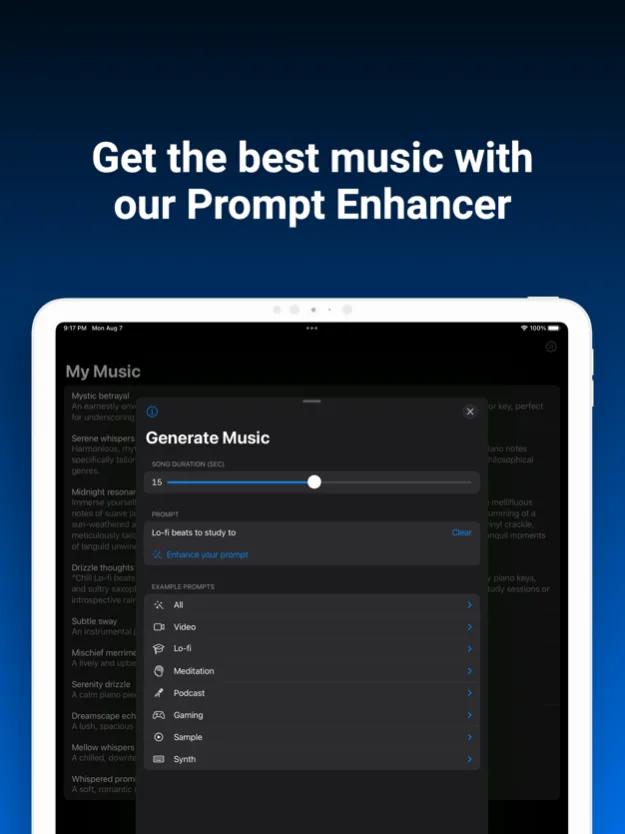 Songburst dashboard view