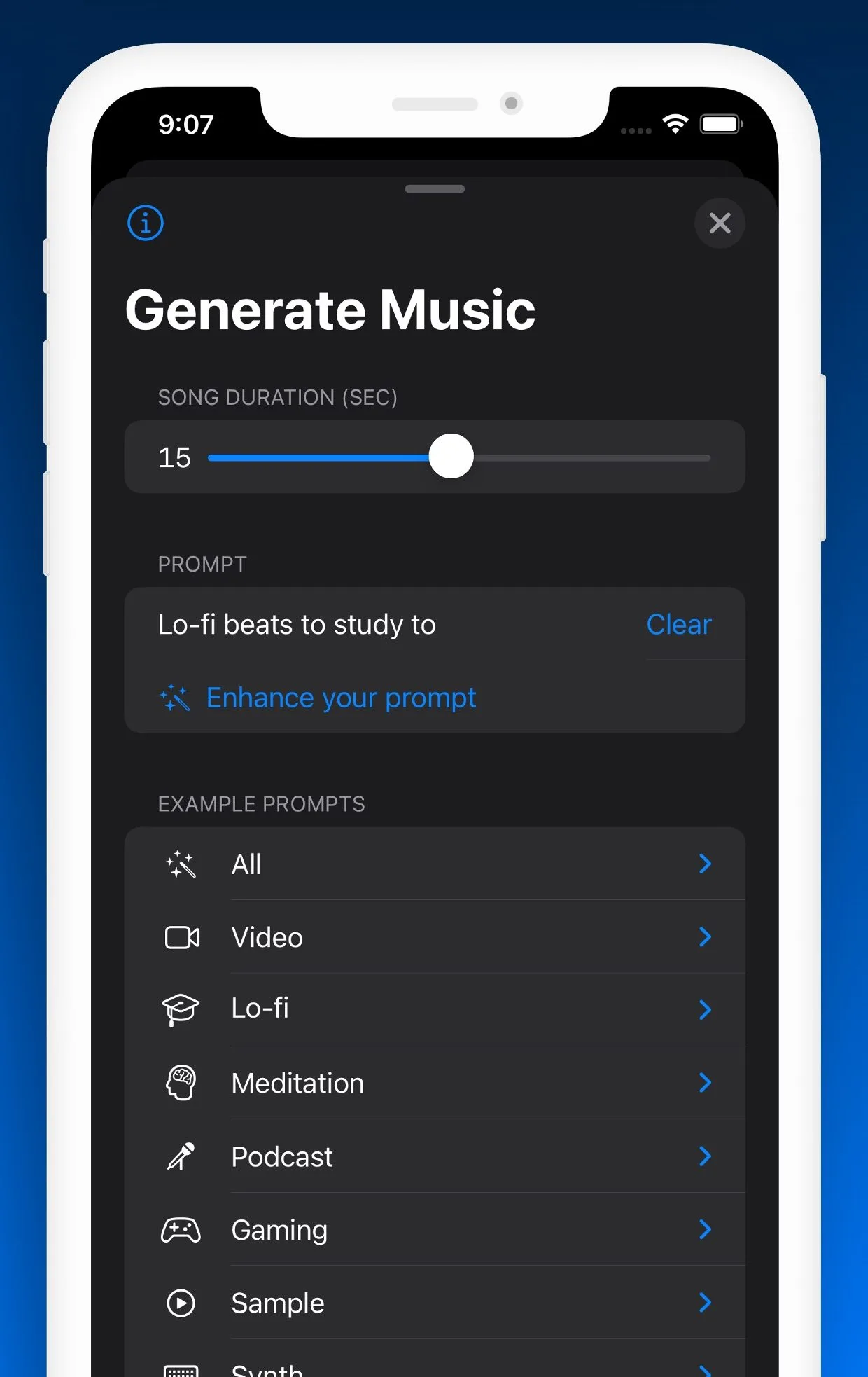 Songburst dashboard view