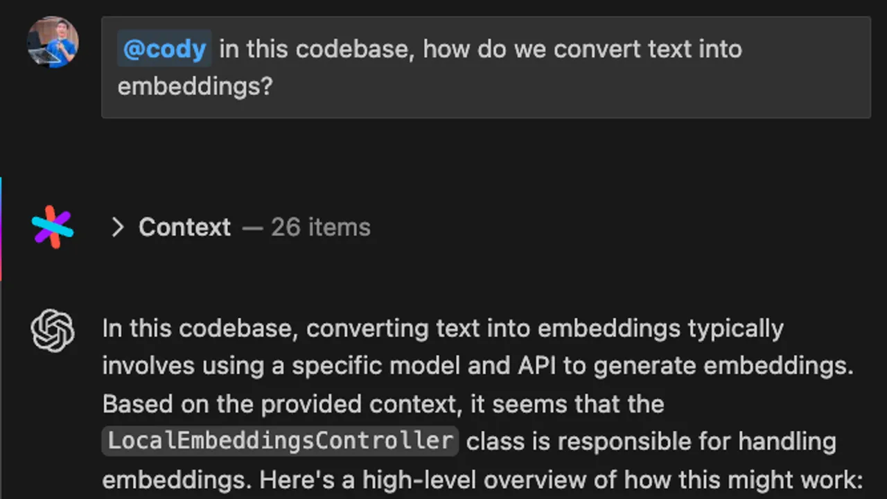 Sourcegraph Cody interface in use
