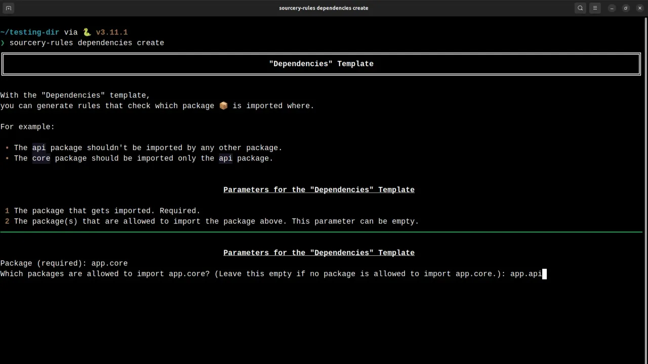Sourcery interface in use