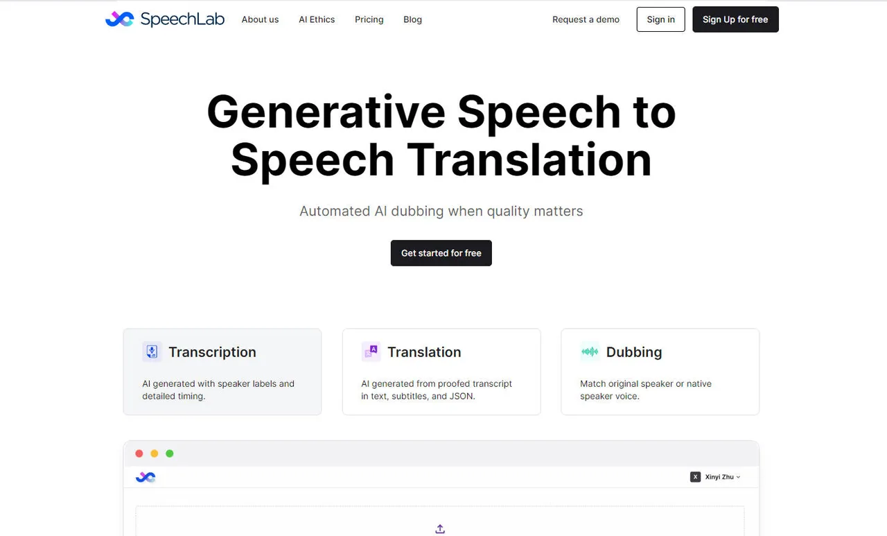 Speechlab dashboard view
