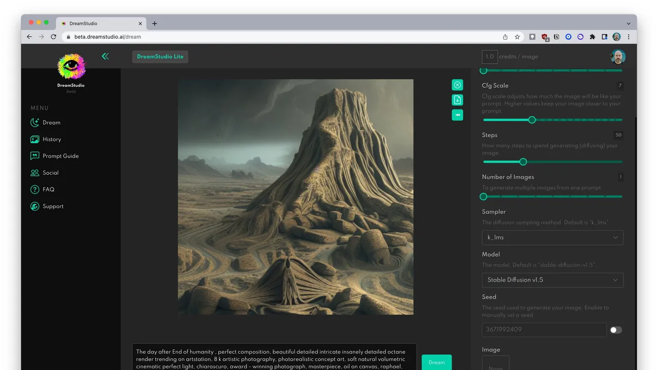 Stable Diffusion dashboard view