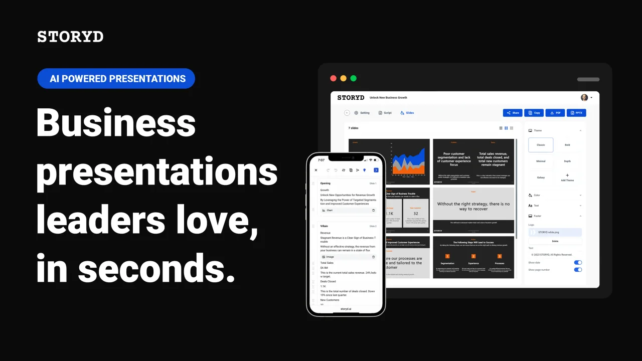 STORYD in action, presentation AI tool