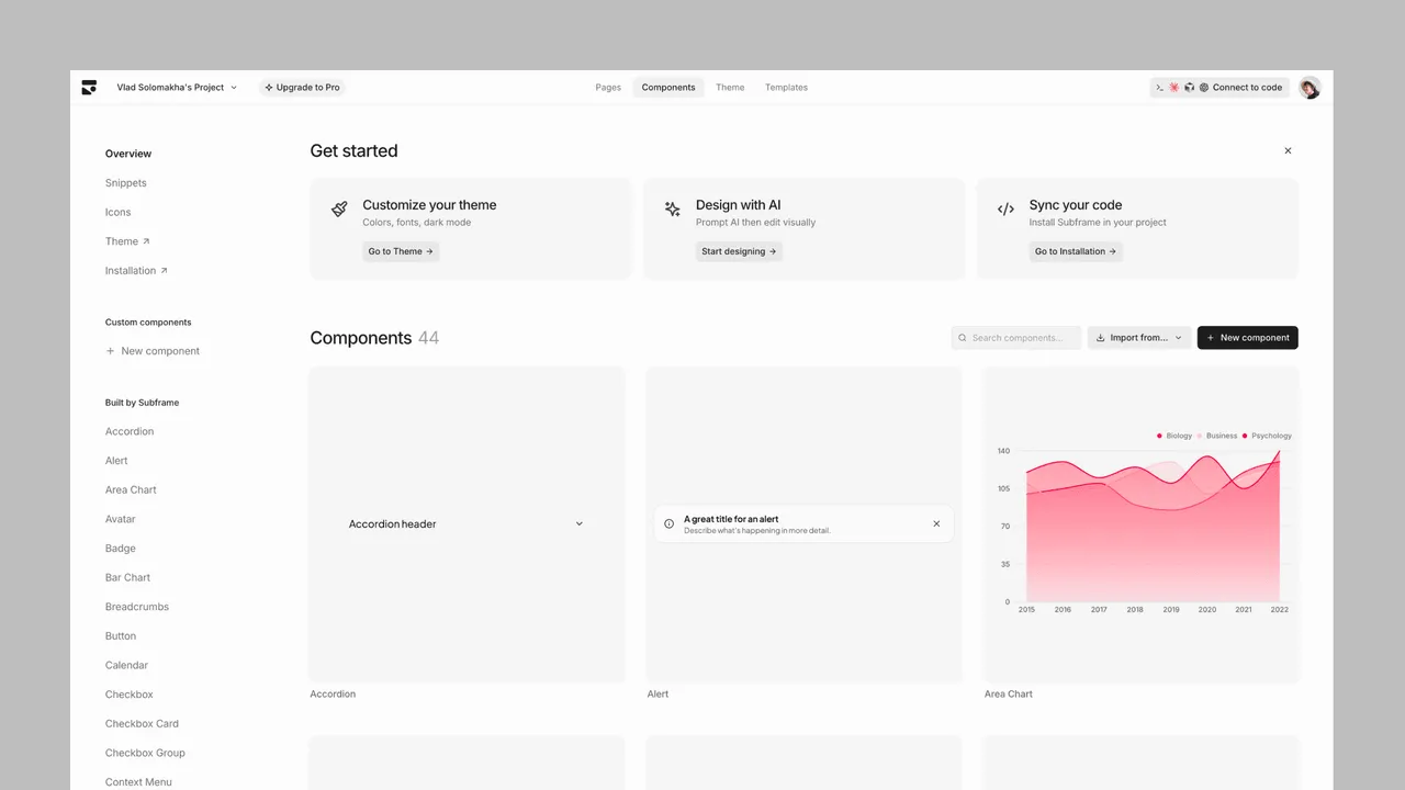 Subframe app screen