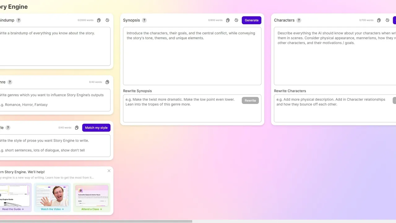 Sudowrite interface in use