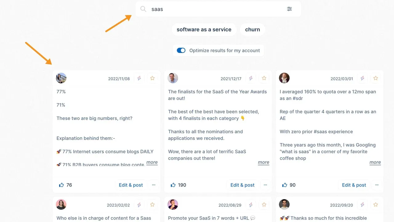 Taplio in action, marketing & seo AI tool