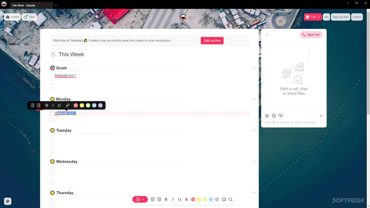 Taskade dashboard view