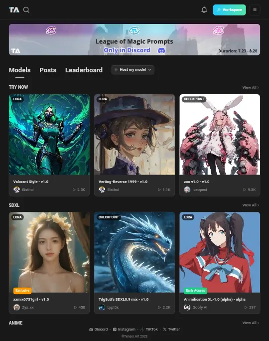 Tensor Art in action, image AI tool