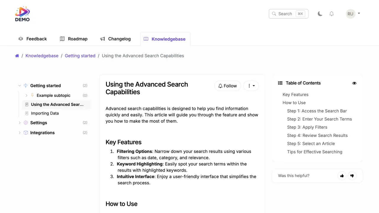 Tilda interface in use