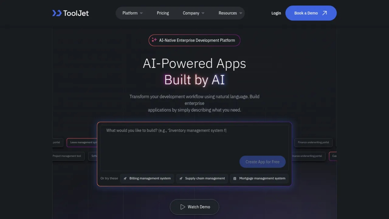 Tooljet in action, no-code AI tool