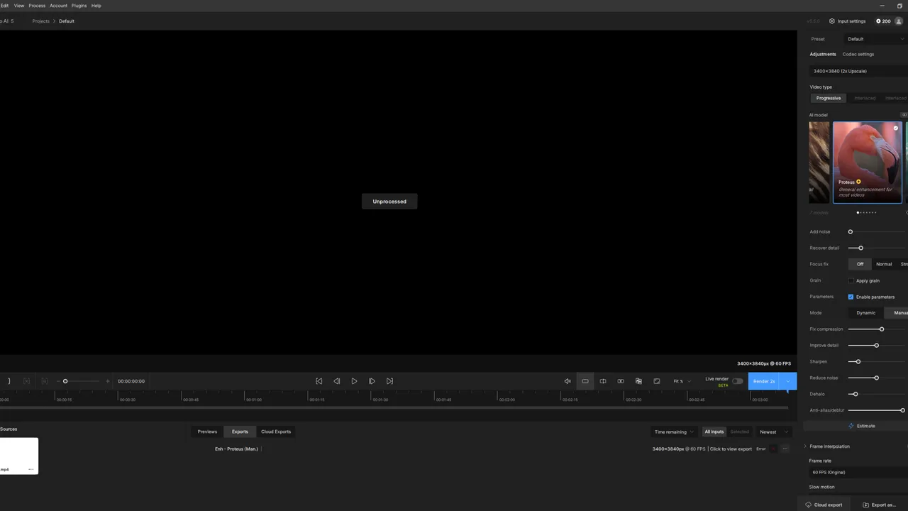 Topaz Video AI interface in use
