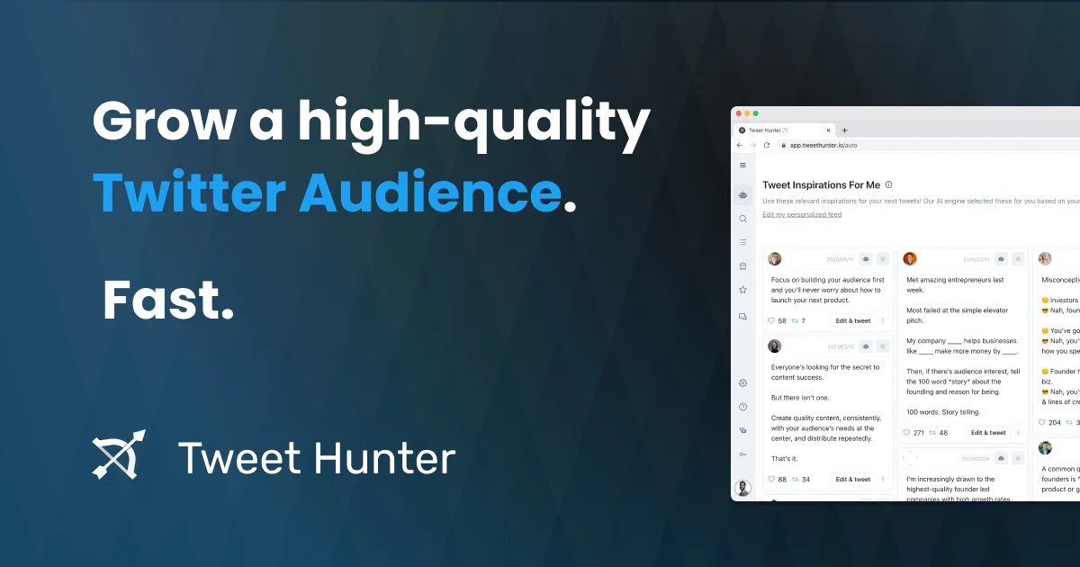 Tweet Hunter dashboard view