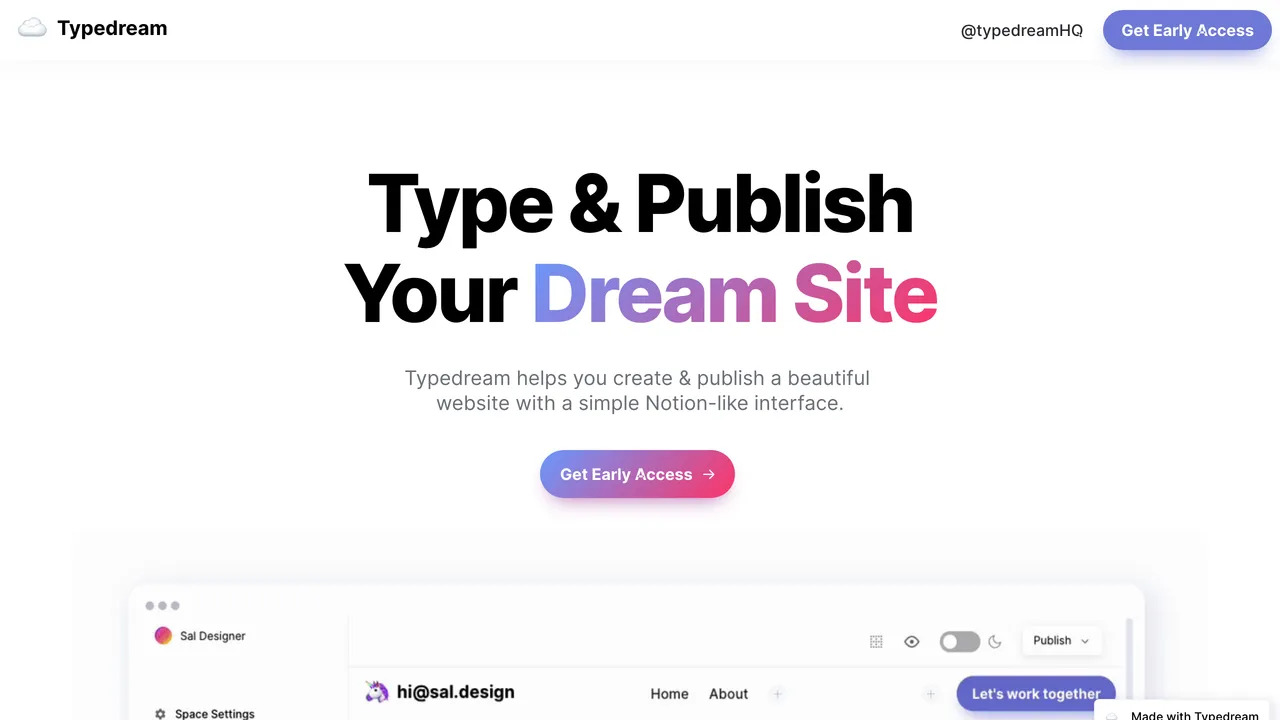 Typedream app screen