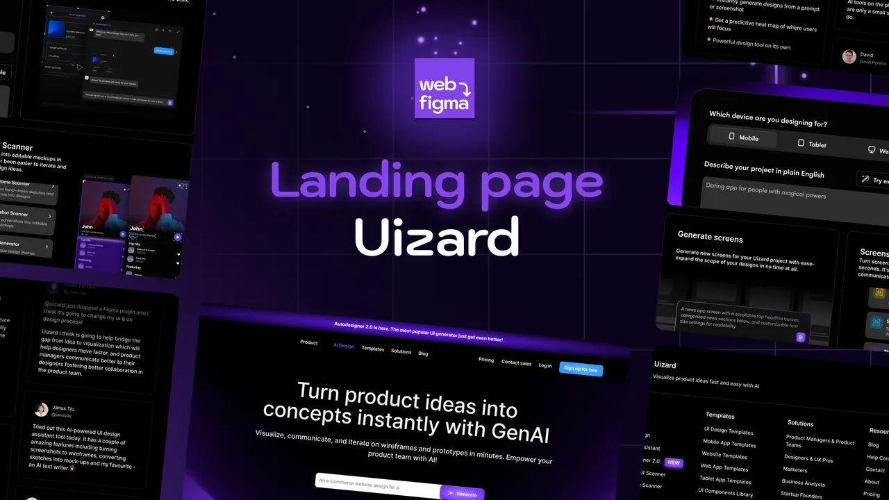 Uizard dashboard view