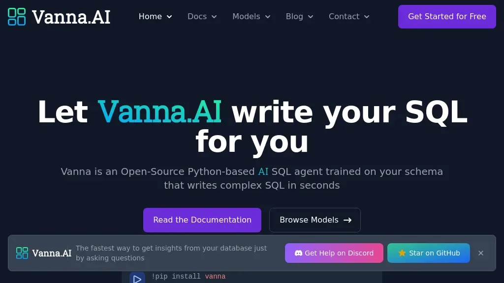 Vanna AI app screen