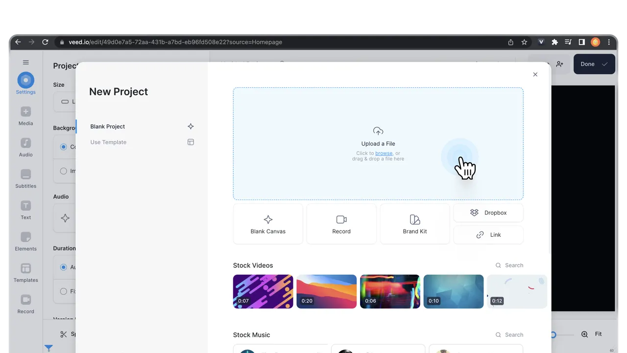 Veed.io interface in use