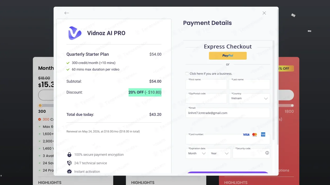 Vidnoz app screen