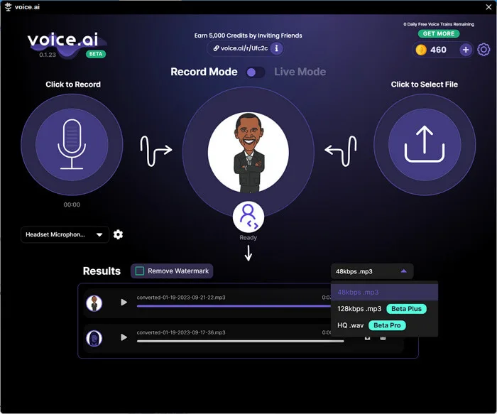 Voice AI dashboard view