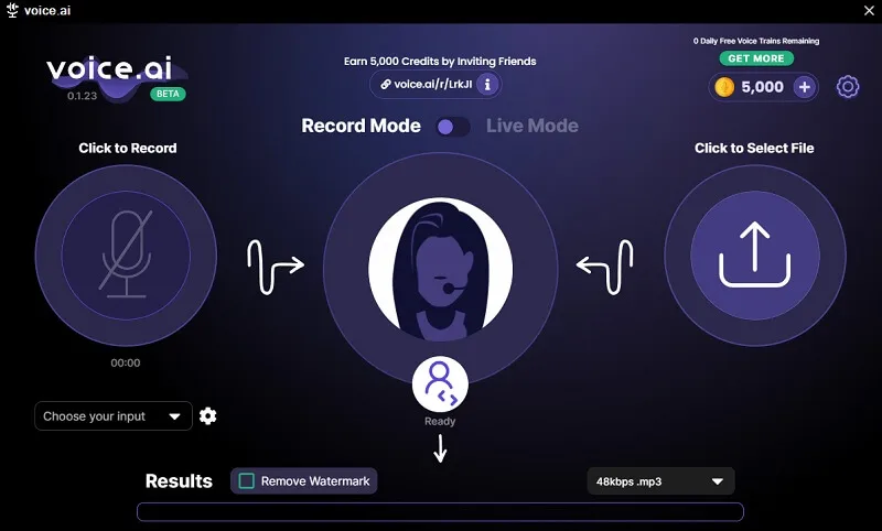 Voice AI interface in use