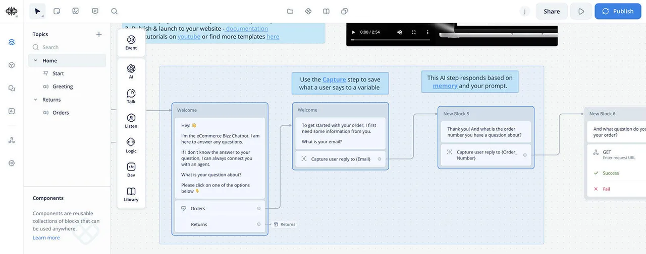 Voiceflow dashboard view