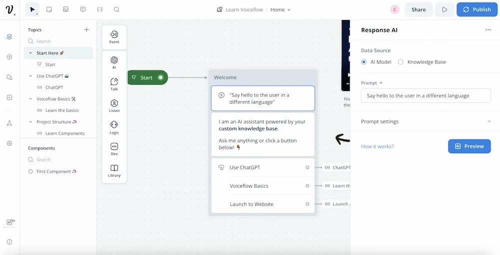 Voiceflow app screen