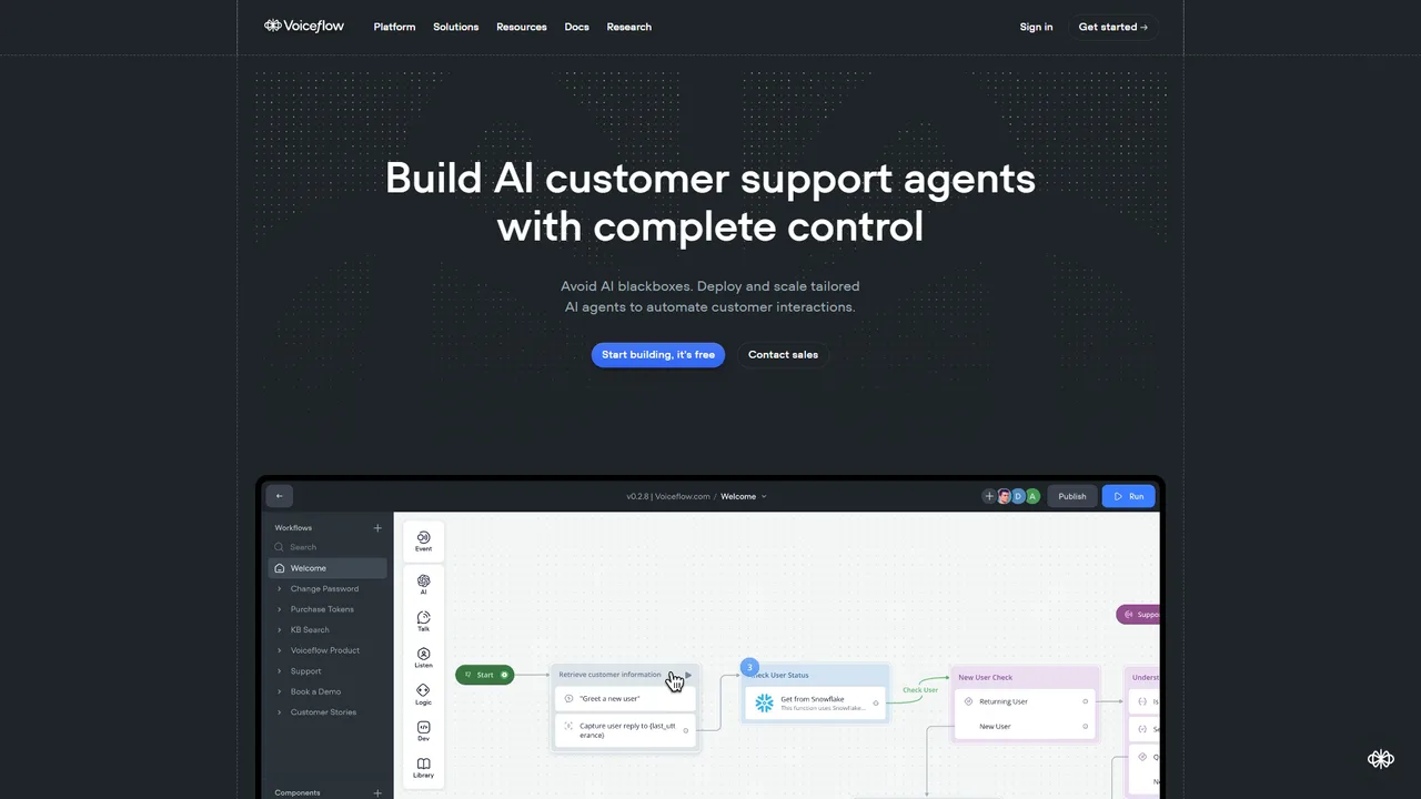Voiceflow dashboard view