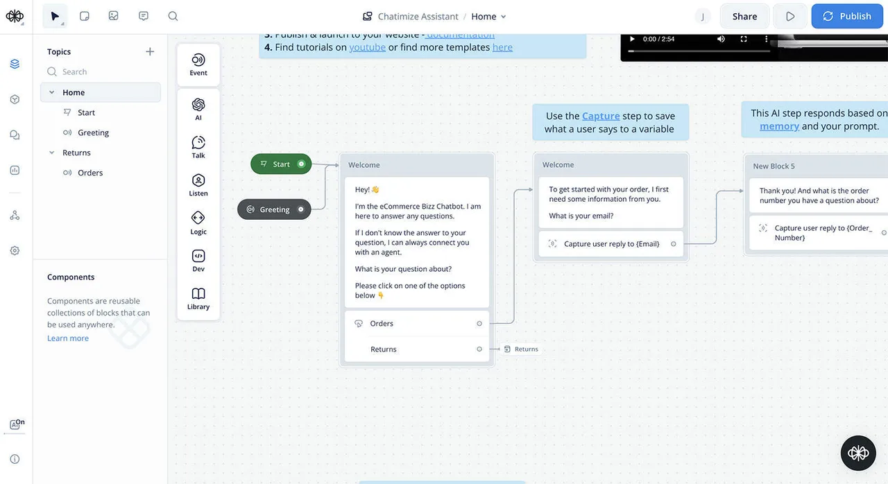 Voiceflow interface in use