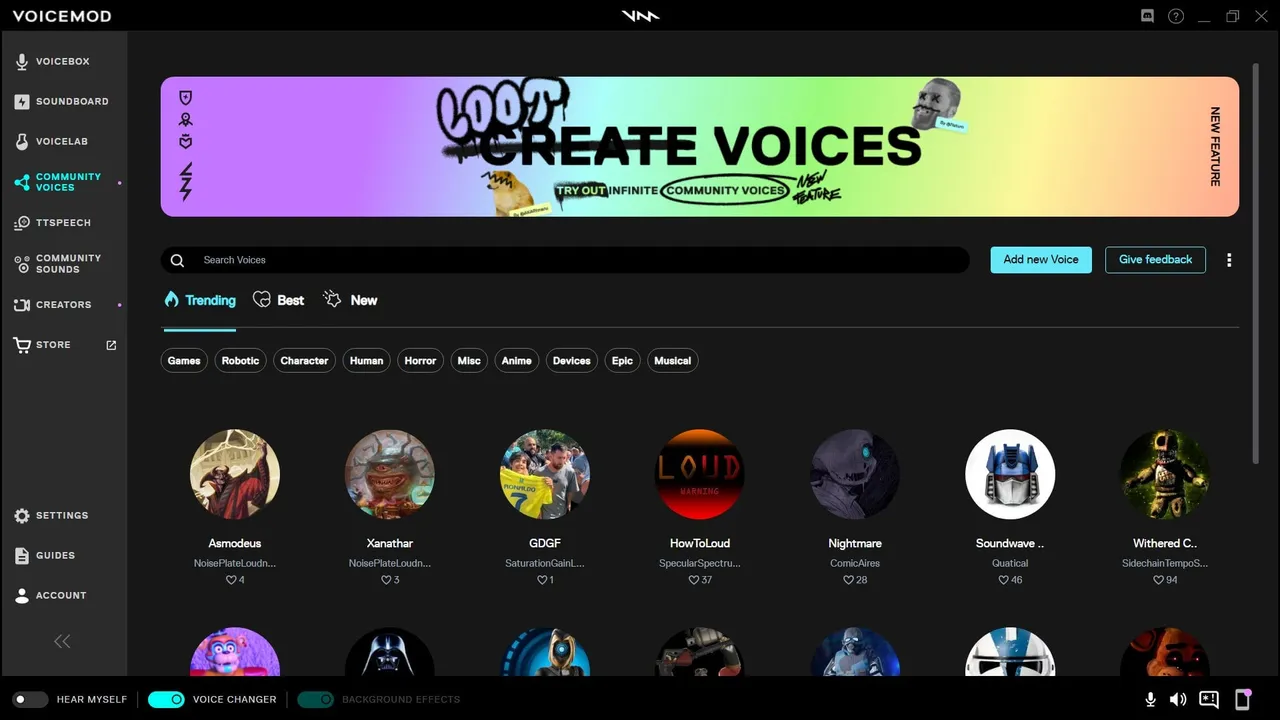 Voicemod in action, voice & audio AI tool