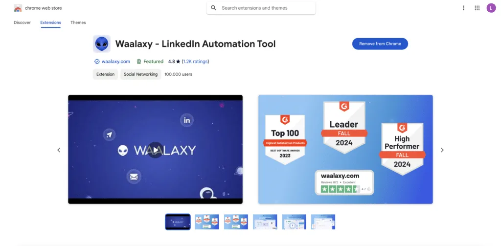 Waalaxy dashboard view