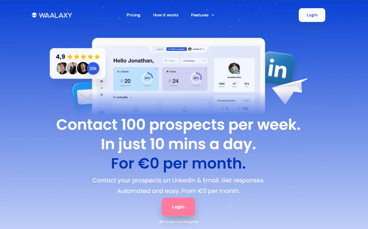 Waalaxy in action, marketing & seo AI tool