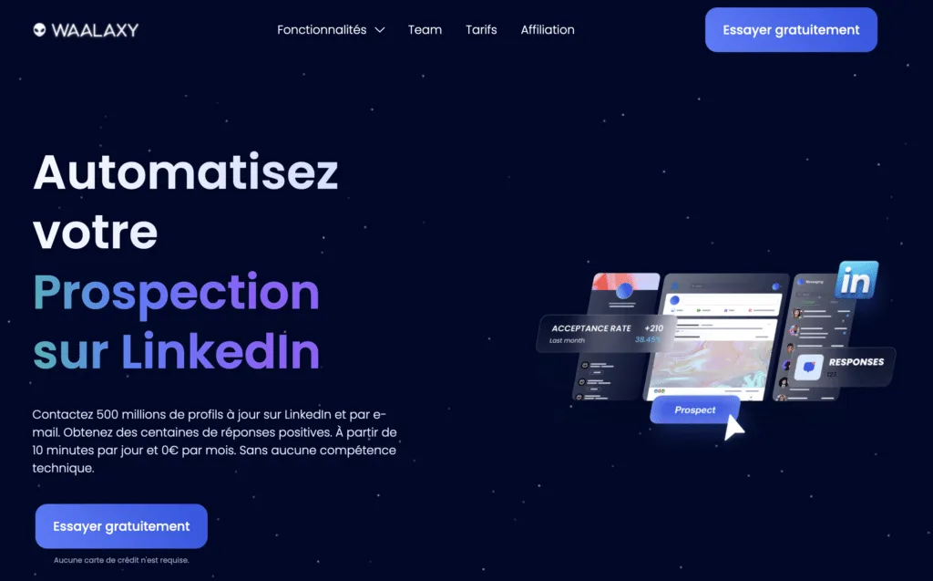 Waalaxy interface in use
