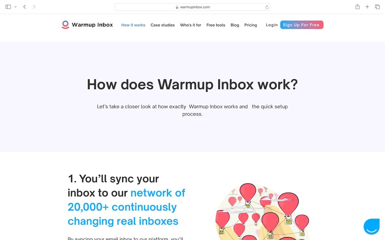 Warmupinbox dashboard view