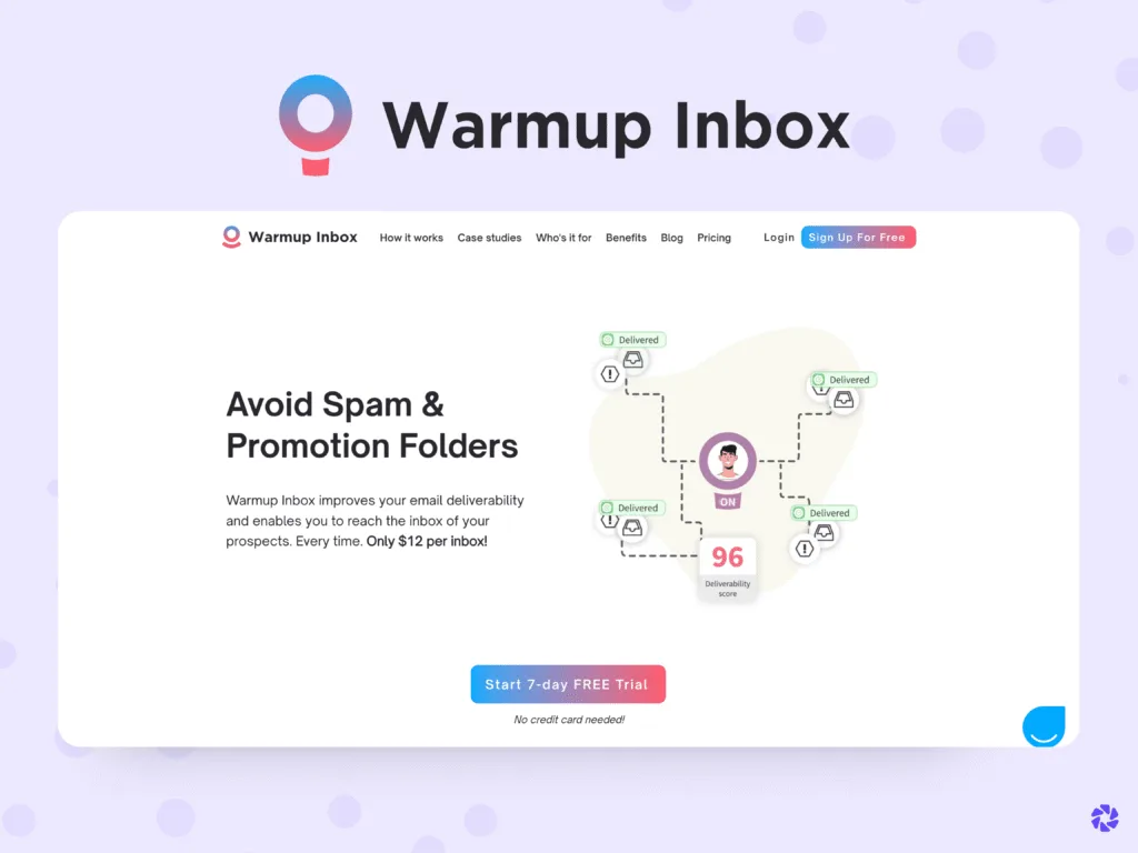 Warmupinbox interface in use