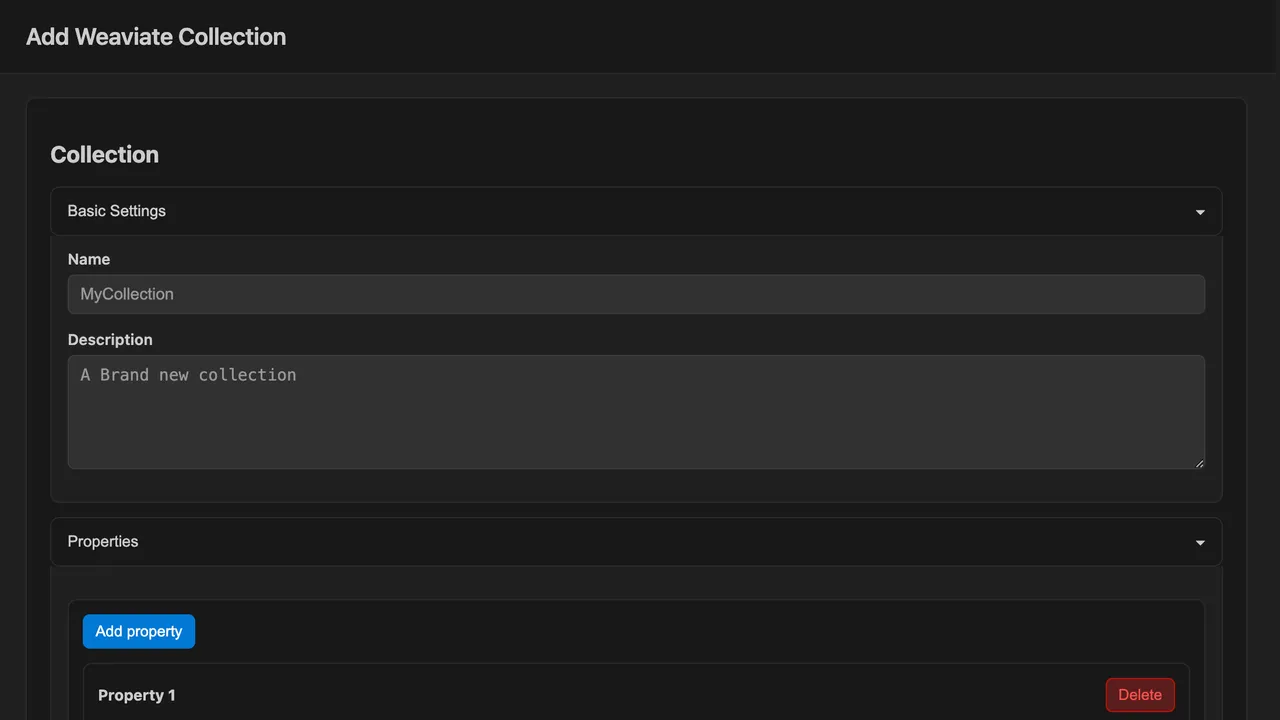 Weaviate dashboard view