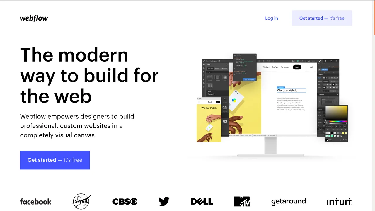 Webflow dashboard view