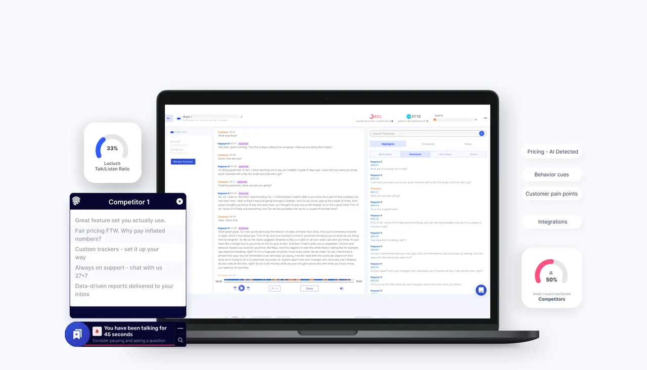 Wingman interface in use