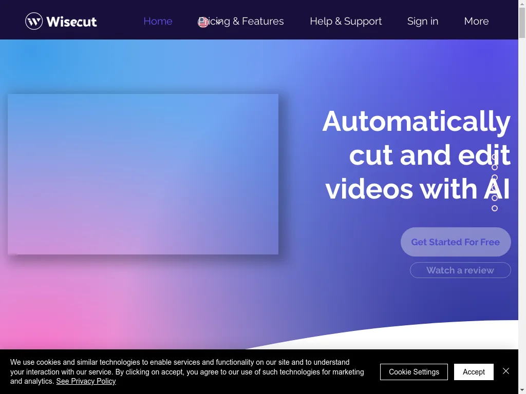 Wisecut in action, video AI tool
