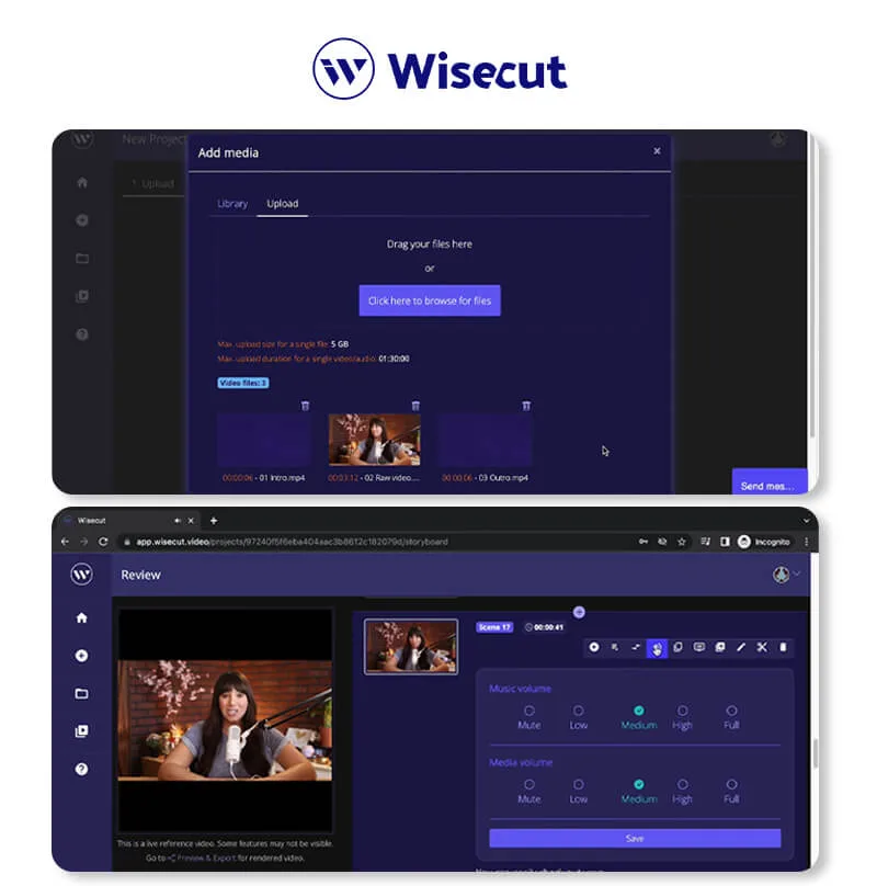 Wisecut interface in use
