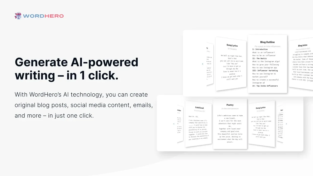 Wordhero app screen
