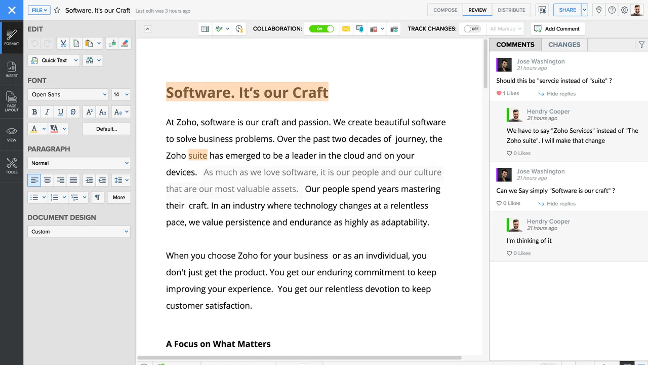 Writer in action, writing AI tool
