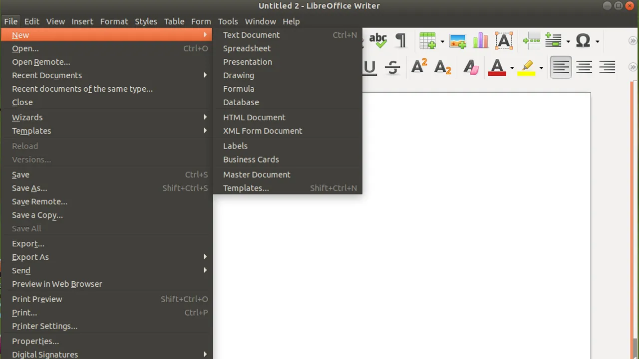 Writer app screen