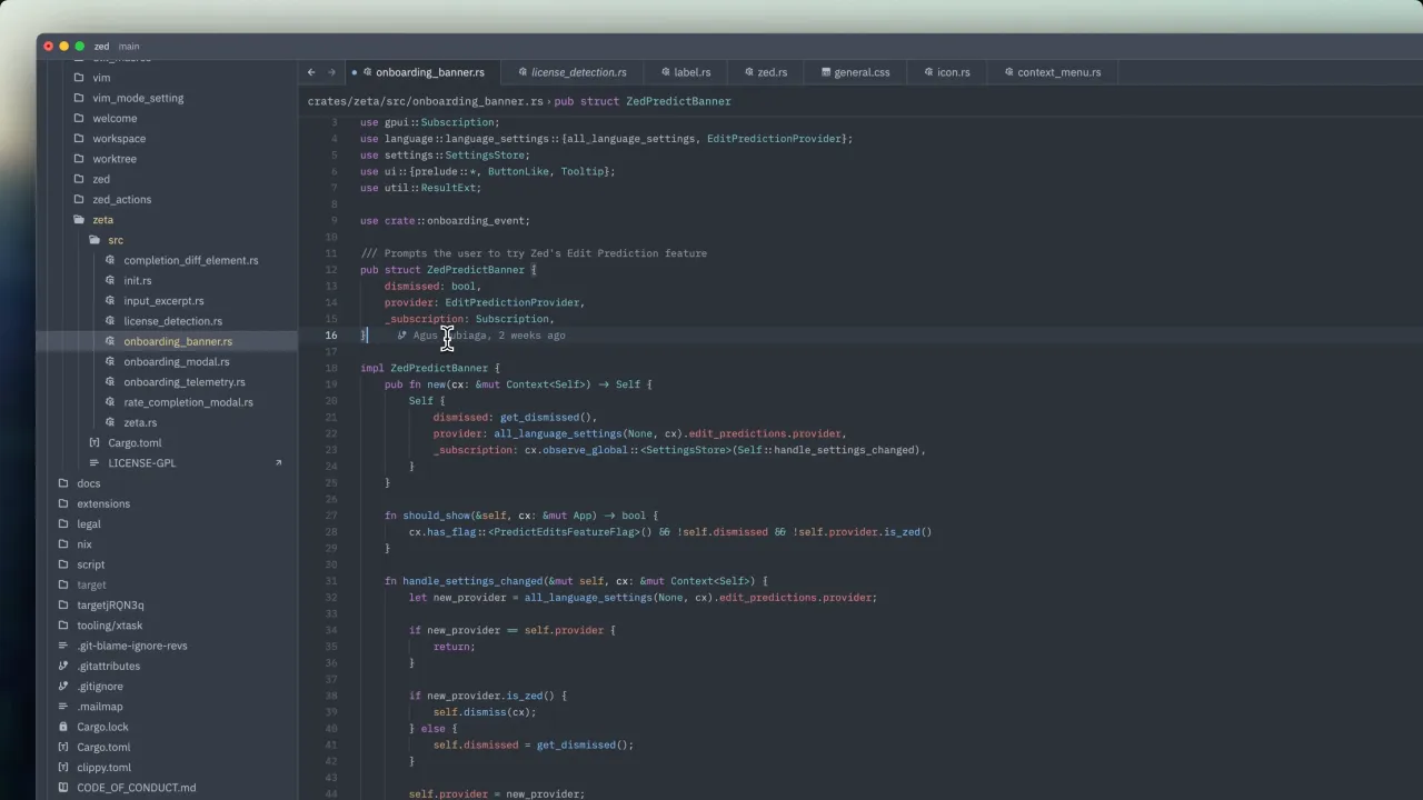 Zed dashboard view