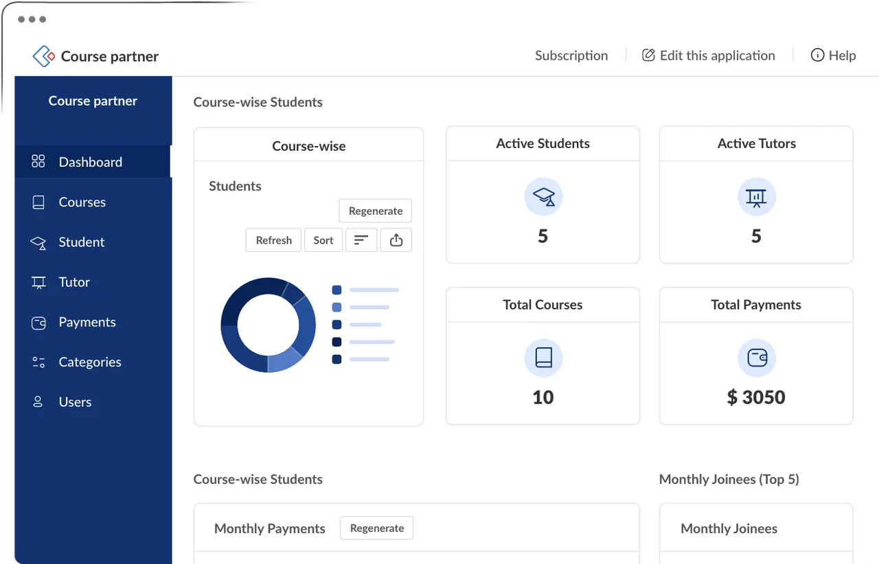 Zoho Creator interface in use
